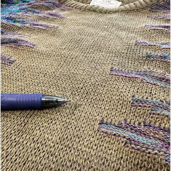 VINTAGE Pronto Uomo | M | Textured Cotton Blend Crewneck Sweater Made in Italy - Picture 7 of 8